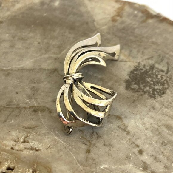 Vintage BEAU Sterling Silver 925 Ribbon Bow Brooch Pin Vintage Brooch - Picture 16 of 16